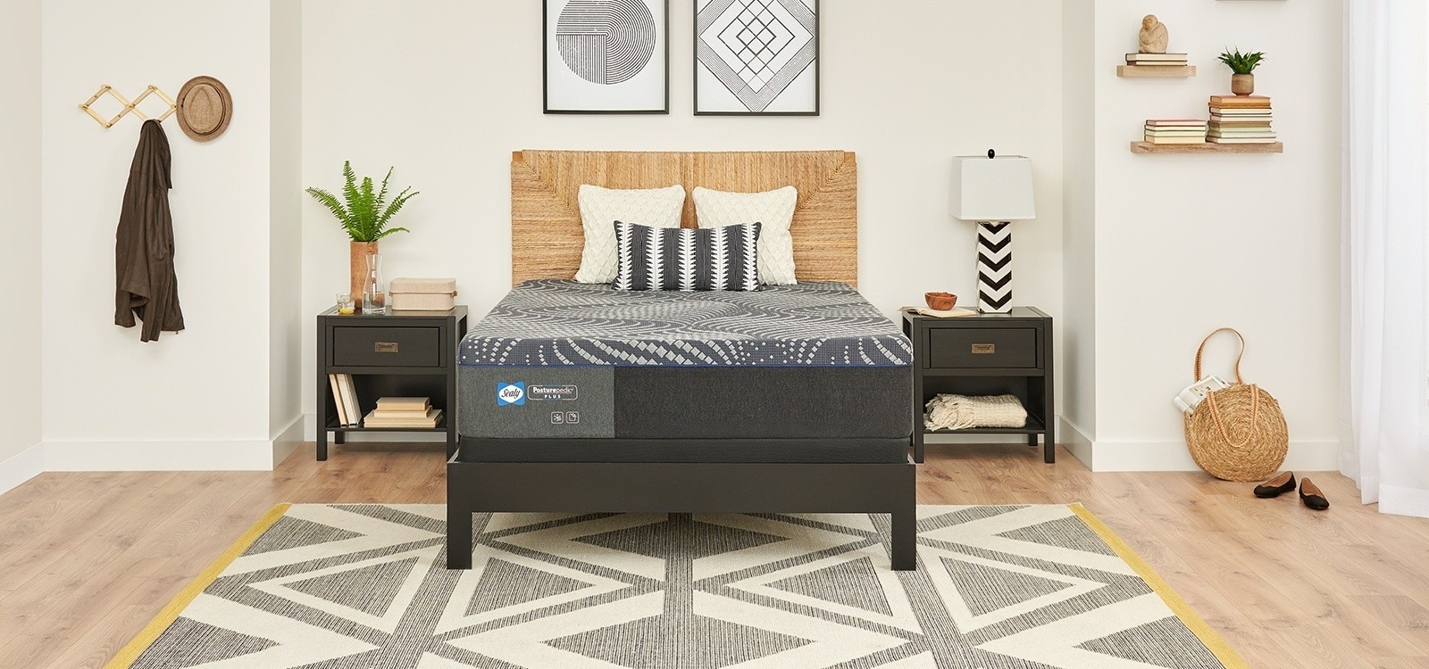 Posturepedic Plus mattress in a styled room centered